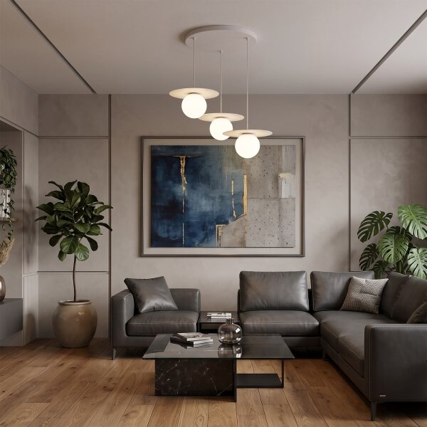 Lustr na lanku FLAT 3xE27/15W/230V krémová