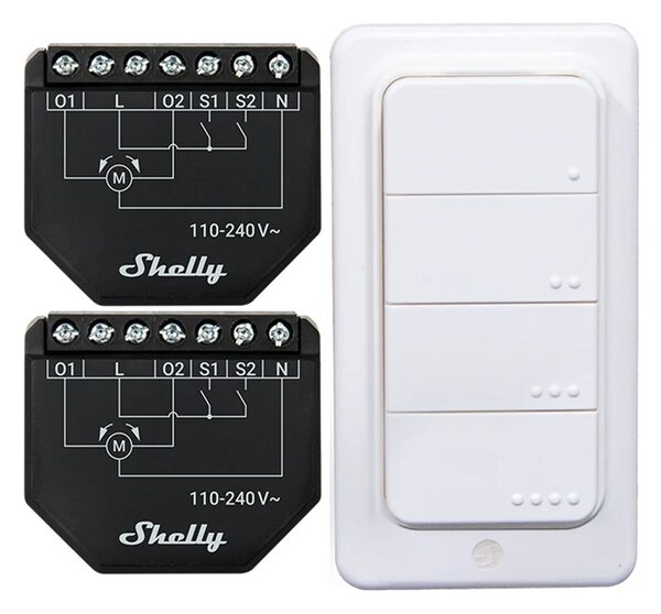 Sada 2 WiFi ovladačů žaluzií/záclon Shelly Shutter + BLU RC Button 4