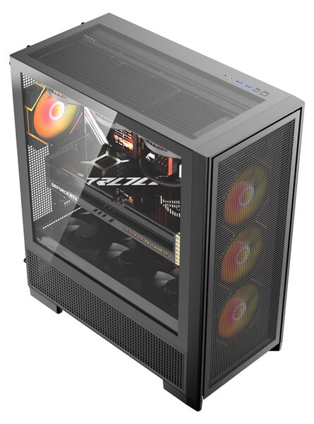 Počítačová skříň DarkFlash AIRNOVA (černá) + 3 ventilátory