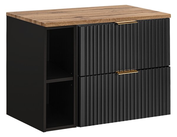 Koupelnová skříňka s deskou ADEL Black D80/3 | 80 cm