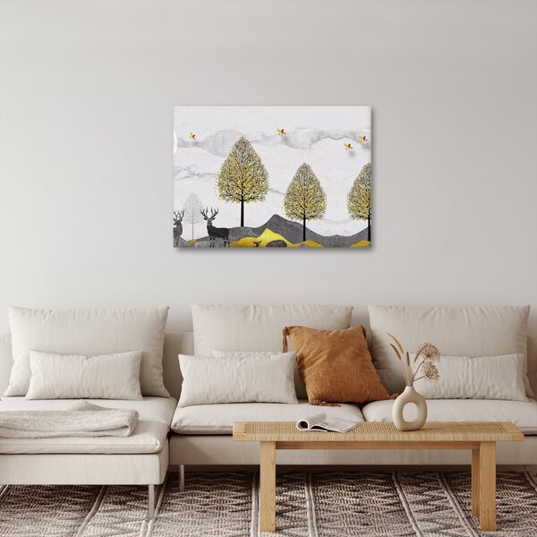 Obraz malovaných jelenů (70x50 cm)