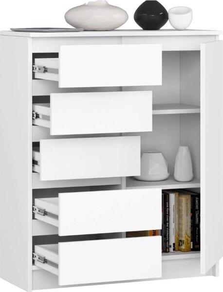 BDW - Komoda 5 zásuvek, obývací pokoj, pedsí 80x97x35, bílá