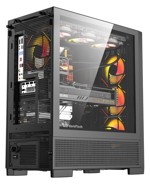 Počítačová skříň DarkFlash AIRNOVA (černá) + 3 ventilátory