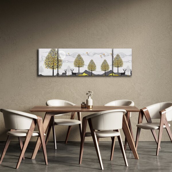 Obraz malovaných jelenů (170x50 cm)
