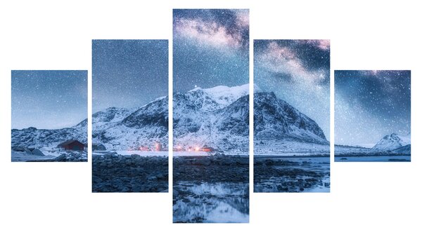 Obraz hor s hvězdnou oblohou (125x70 cm)