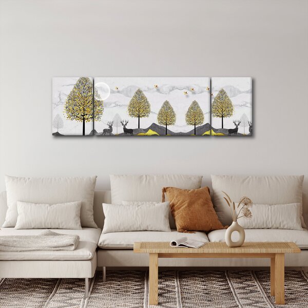Obraz malovaných jelenů (170x50 cm)