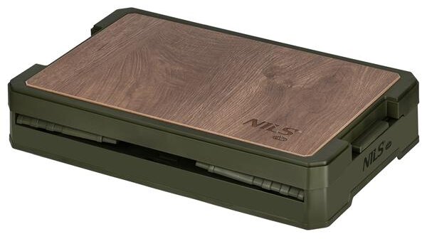 NCB4002 ZELENÝ SKLÁDACÍ BOX S VÍKEM A DŘEVĚNOU DESKOU 2V1 32L NILS CAMP