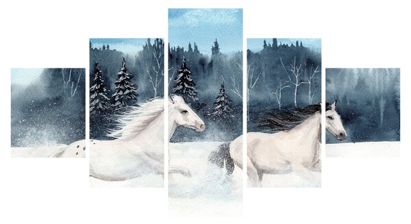 Obraz malovaných koní (125x70 cm)