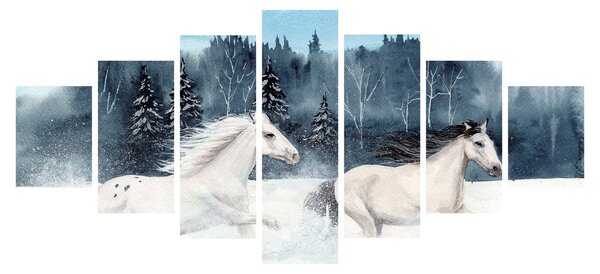 Obraz malovaných koní (210x100 cm)