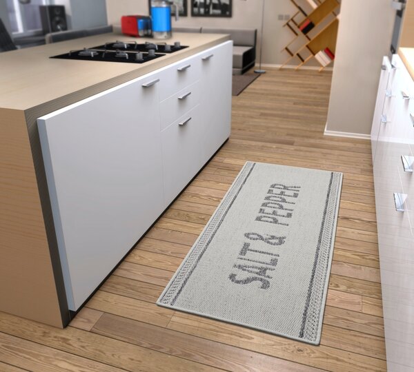 Hanse Home, Běhoun Cucina Salt & Pepper 105626 Cream Grey, 62x150, bílá, kuchyně