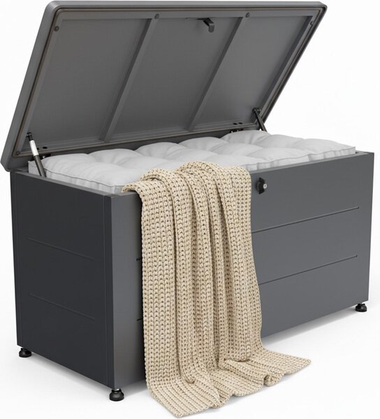 Relaxdays – zahradní box, sedáky, náadí, odolný proti povtrnostním vlivm a UV záení, VxxH: 59x115x50 cm, box na zahradní poltáe, erný