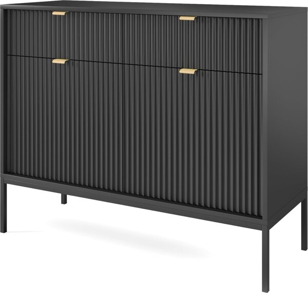 Komoda NANAIMO KSZ104 - erná - zlaté úchyty - 2 zásuvky - íka 104 cm, výka 83 cm, hloubka 39 cm