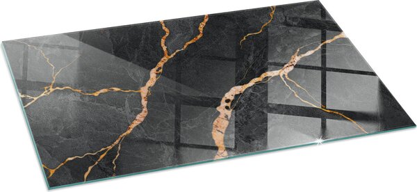 Sklenná podlahová deska 100x50 cm - Krb - Krbová deska sklenná - Ochranné sklo - Ochranná deska proti jiskrám - Sklenná podlahová deska neholavá - Tepelná ochrana - Ochrana podlahy ze skla - Elegantní mramor s ilkami