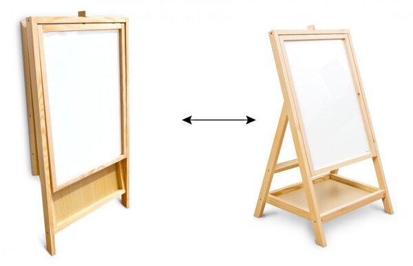 Allboards,Dřevěná, otočná křídová tabule na kreslení pro děti, magnetická, výška 79 cm,KIDS-EASEL02