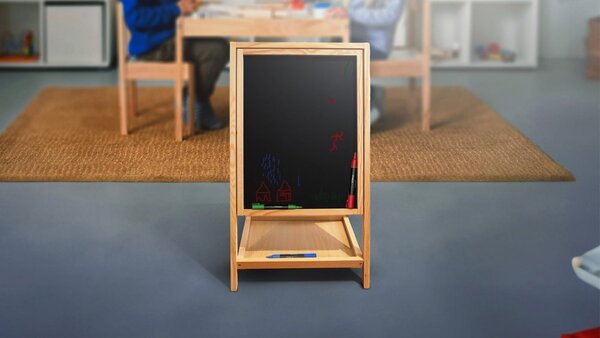 Allboards,Dřevěná, otočná křídová tabule na kreslení pro děti, magnetická, výška 79 cm,KIDS-EASEL02