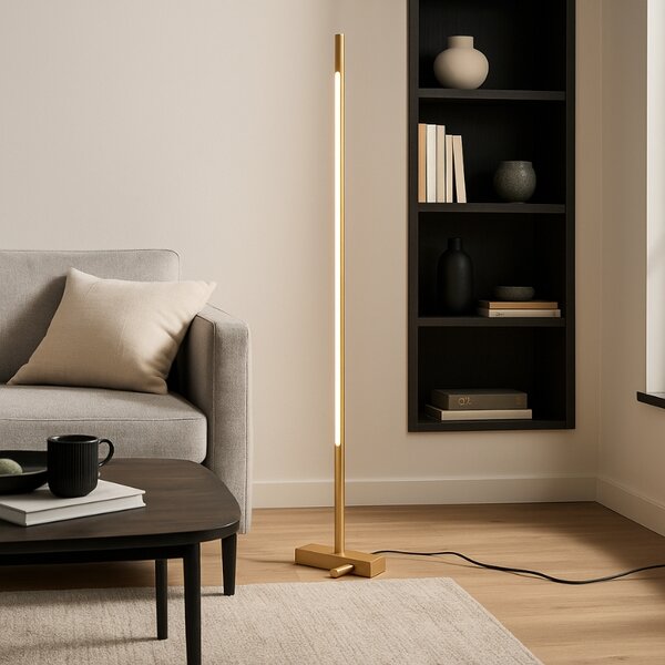 Zlatá kovová stojací LED lampa Nova Luce Raccio 140 cm