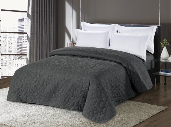 Tmavě šedý přehoz na postel se vzorem STONE Rozměr: 220 x 240 cm