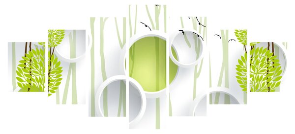 Obraz abstrakce se stromy (210x100 cm)