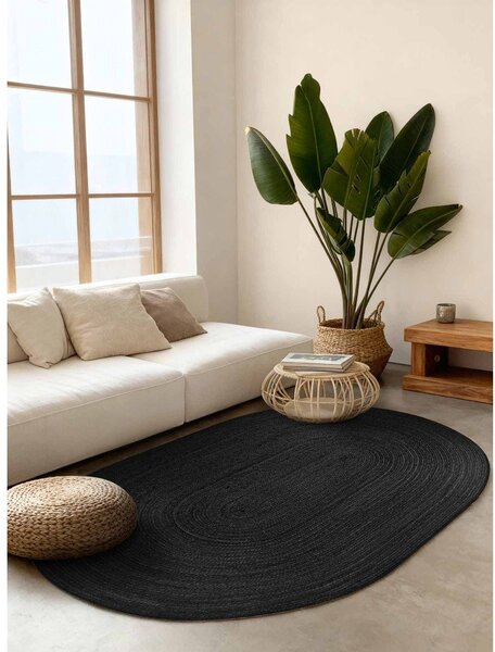 Černý oboustranný/ručně tkaný jutový koberec 160x230 cm Braided – Hanse Home