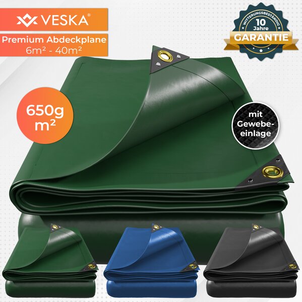 Profesionální plachta 650g/m², ochranná plachta, plachta na lo, plachta na bazén, podláka pod stan, plachta na nákladní auto pro kempování a venkovní zahradu - 3x5m - 15m² - zelená