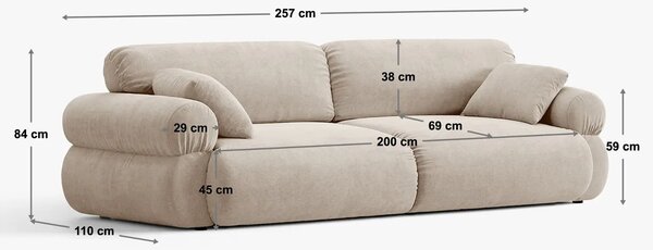 Micadoni Cihlově oranžová čtyřmístná pohovka Ophelia 257 cm