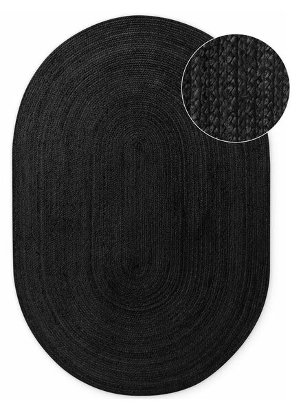 Černý oboustranný/ručně tkaný jutový koberec 160x230 cm Braided – Hanse Home