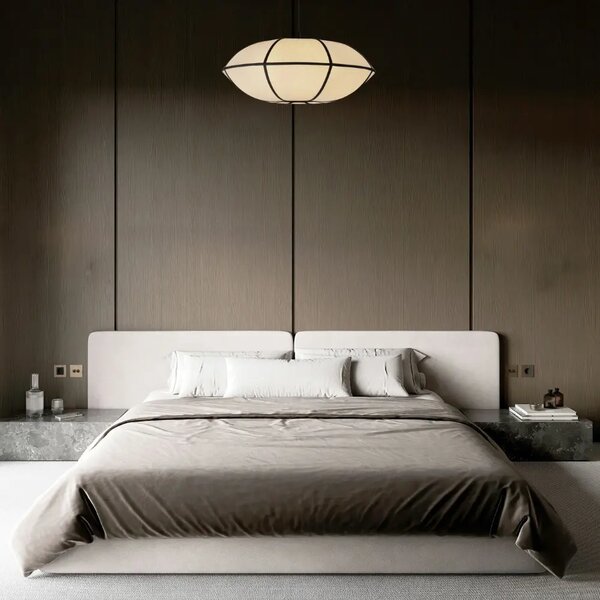 Nova Luce Béžovo-černé závěsné světlo Brera 70 cm