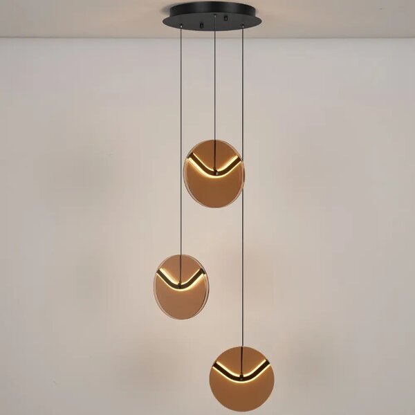 Nova Luce Hnědé skleněné závěsné LED světlo Halley 31 cm