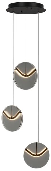Nova Luce Kouřově šedé skleněné závěsné LED světlo Halley 31 cm