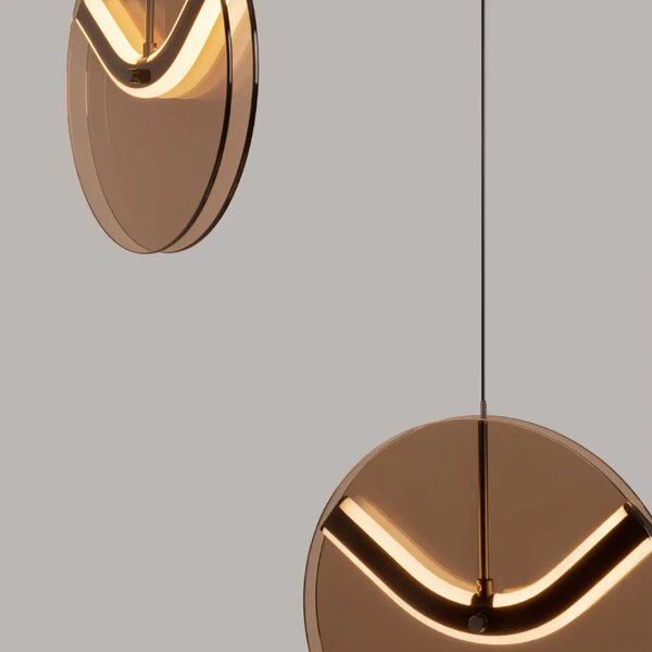 Nova Luce Hnědé skleněné závěsné LED světlo Halley 31 cm