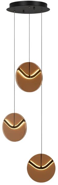 Nova Luce Hnědé skleněné závěsné LED světlo Halley 31 cm