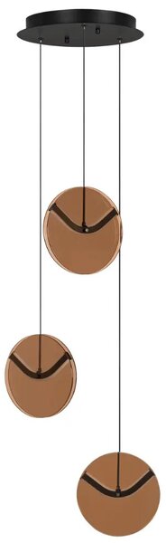 Nova Luce Hnědé skleněné závěsné LED světlo Halley 31 cm