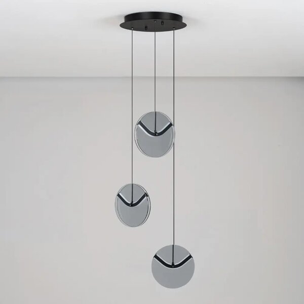Nova Luce Kouřově šedé skleněné závěsné LED světlo Halley 31 cm