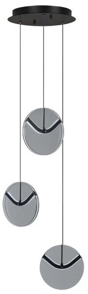 Nova Luce Kouřově šedé skleněné závěsné LED světlo Halley 31 cm