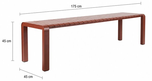 Zuiver Červená kovová zahradní lavice VONDEL 175 x 45 cm