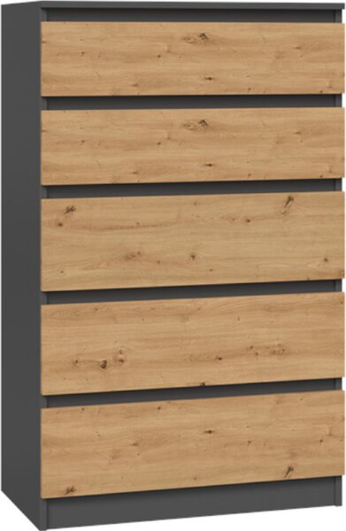 VBChome Komoda s 5 zásuvkami 70 x 40 x 110 cm Dub Artisan - antracit Bezúchytková komoda Víceúelová skí do pedsín Lonice Obývací pokoj Dtský pokoj Moderní dub Artisan - antracit