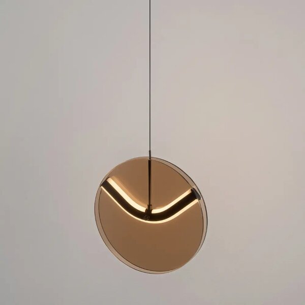 Nova Luce Hnědé skleněné závěsné LED světlo Halley 20 cm