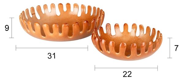 Zuiver Oranžový set dvou kovových mís ONDA 22/31 cm