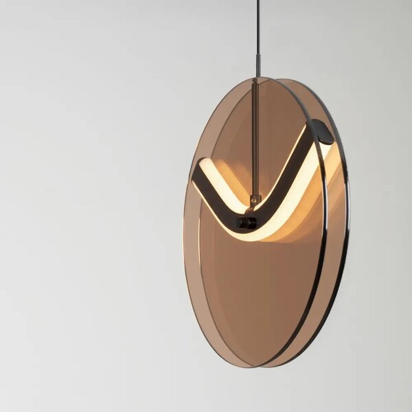 Nova Luce Hnědé skleněné závěsné LED světlo Halley 20 cm