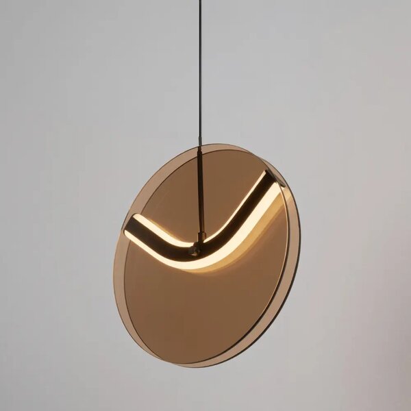 Nova Luce Hnědé skleněné závěsné LED světlo Halley 20 cm