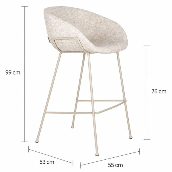 Zuiver Béžová čalouněná barová židle FESTON 76 cm
