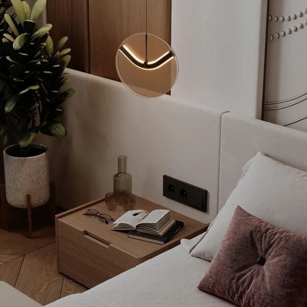 Nova Luce Hnědé skleněné závěsné LED světlo Halley 20 cm