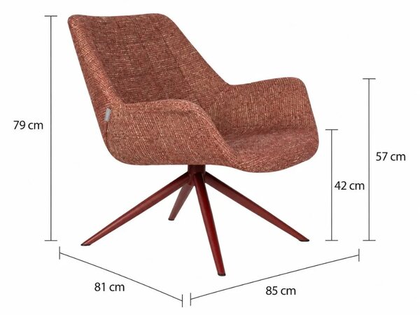 Zuiver Červené čalouněné otočné lounge křeslo DOULTON