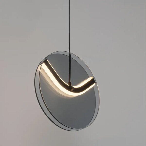 Nova Luce Kouřově šedé skleněné závěsné LED světlo Halley 20 cm