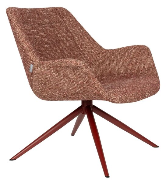 Zuiver Červené čalouněné otočné lounge křeslo DOULTON