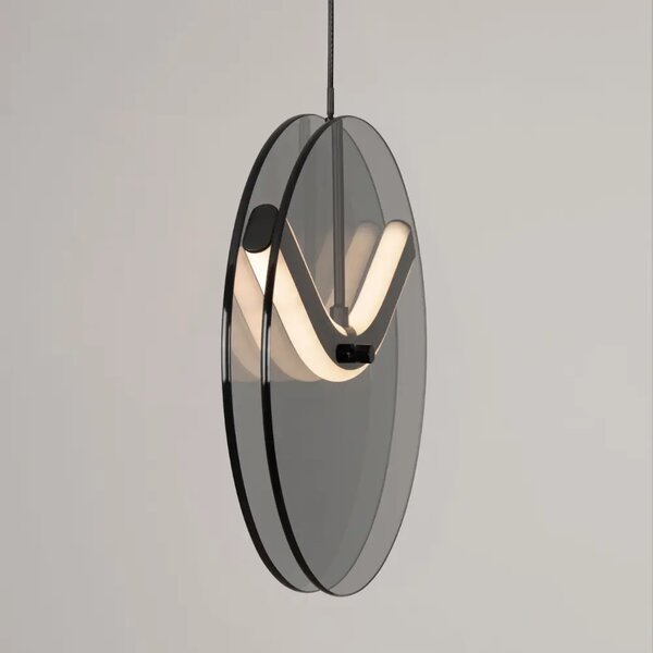 Nova Luce Kouřově šedé skleněné závěsné LED světlo Halley 20 cm