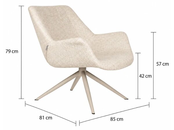 Zuiver Béžové čalouněné otočné lounge křeslo DOULTON