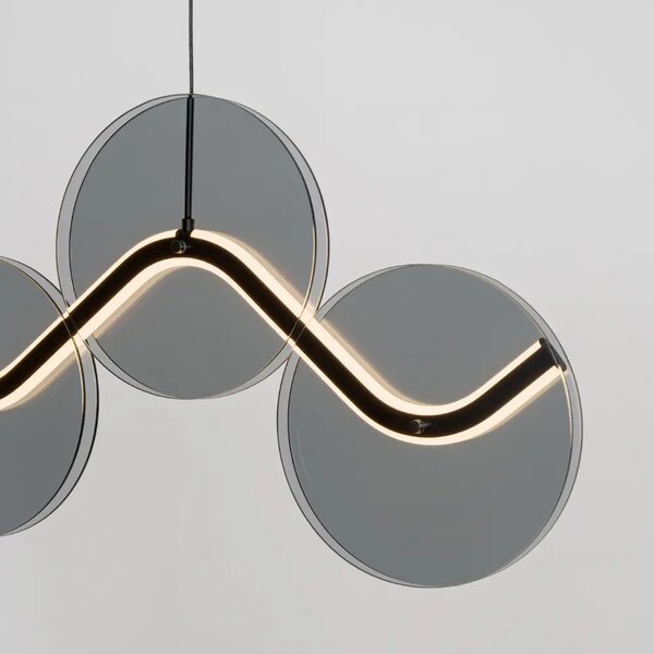Nova Luce Kouřově šedé skleněné závěsné LED světlo Halley 90 cm