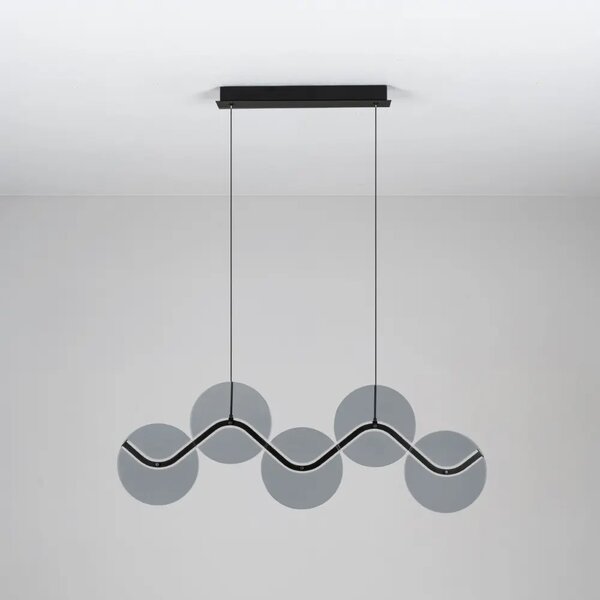 Nova Luce Kouřově šedé skleněné závěsné LED světlo Halley 90 cm