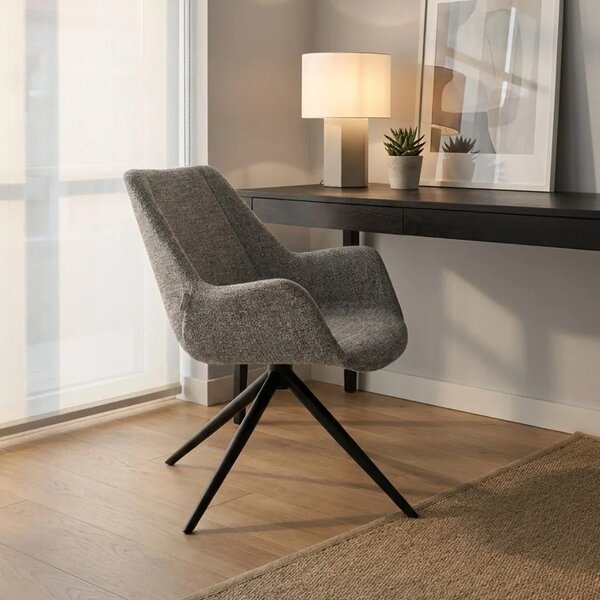 Zuiver Šedé čalouněné otočné lounge křeslo DOULTON